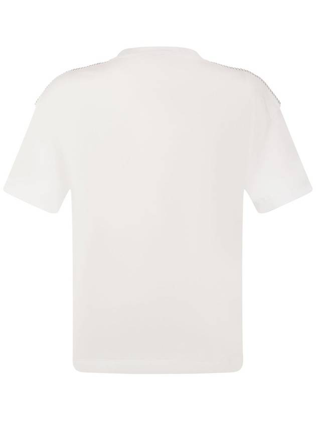 Shiny Shoulder Cotton Short Sleeve T-Shirt White - BRUNELLO CUCINELLI - BALAAN 3