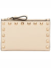 Rockstud Flap Leather Card Wallet Ivory - VALENTINO - BALAAN 4