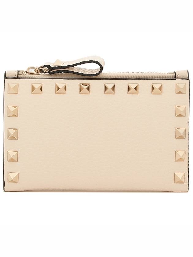 Rockstud Flap Leather Card Wallet Ivory - VALENTINO - BALAAN 4