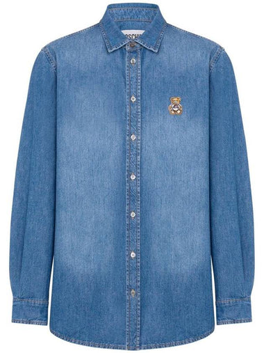 Moschino Denim Shirt With Teddy Bear Application - MOSCHINO - BALAAN 1