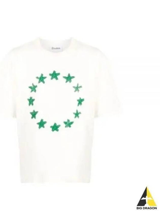 Etudes Spirit Painting Star Crew Neck Short Sleeve Cream E23MM136A00701 - ETUDES - BALAAN 1