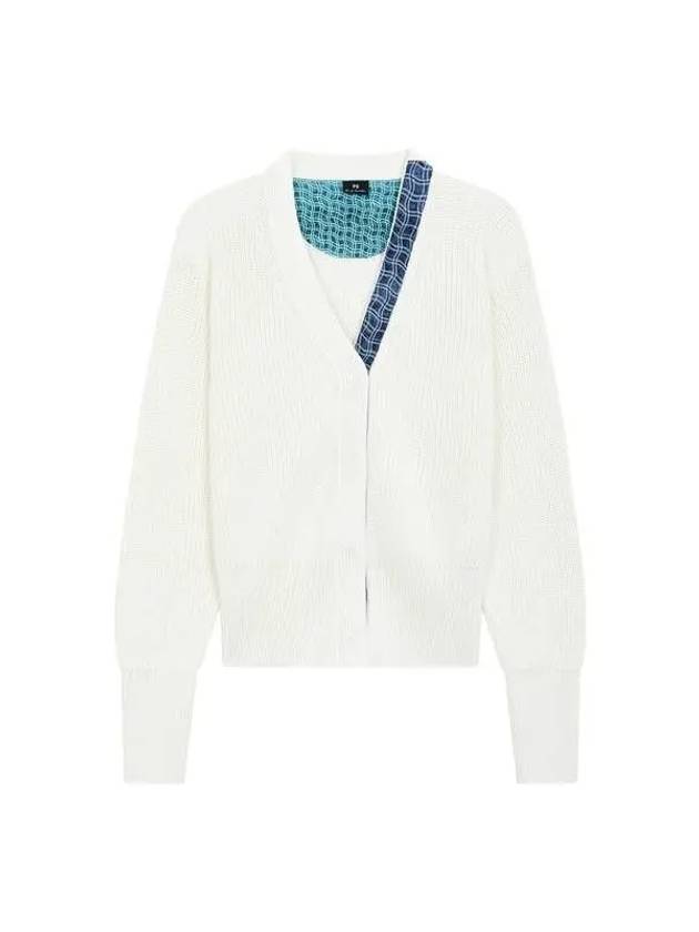 PS Women s Uncut Check Patch Knit Cardigan Cream 271076 - PAUL SMITH - BALAAN 1