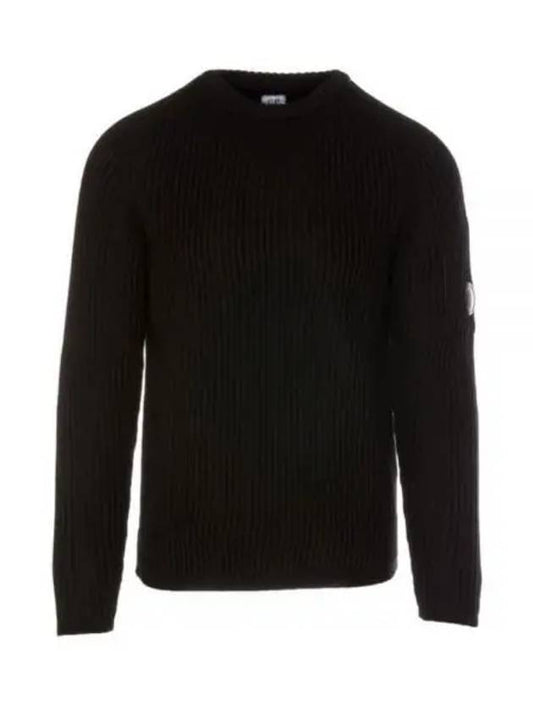 Ribbed Wool Blend Jumper Knit Top Black - CP COMPANY - BALAAN 2