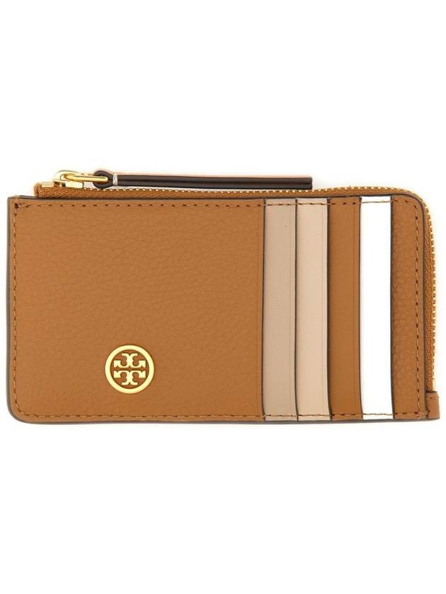 Robinson Logo Embellished Leather Card Wallet Brown - TORY BURCH - BALAAN 2