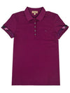 Women s Garone Check Short Sleeve PK Shirt Purple 80385461 - BURBERRY - BALAAN 1