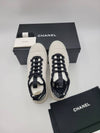 Logo Mixed Fibers Suede Low Top Sneakers White - CHANEL - BALAAN 3