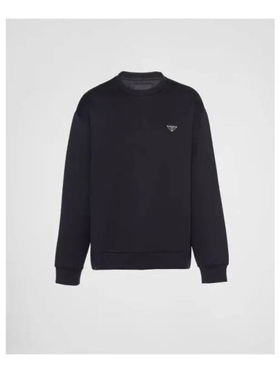 Technical Cotton Sweatshirt Black - PRADA - BALAAN 2