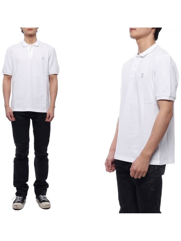 Embroidered Logo Short Sleeve Polo Shirt White - BRUNELLO CUCINELLI - BALAAN 3
