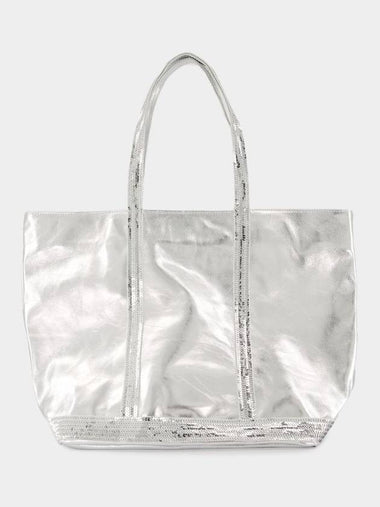 Cabas L Shopper Bag - Vanessa Bruno - Leather - Silver - VANESSA BRUNO - BALAAN 1