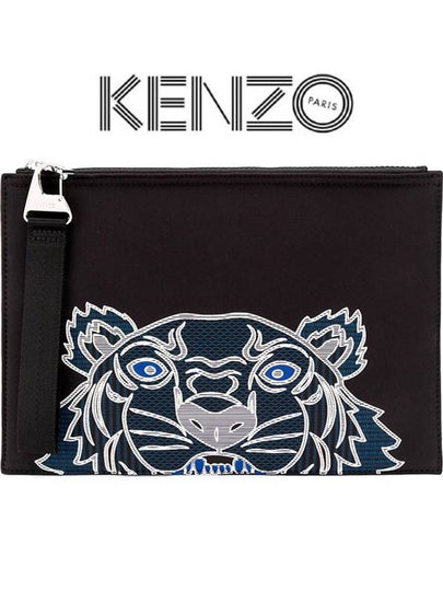 Tiger Neoprene Clutch Bag Black - KENZO - BALAAN 2