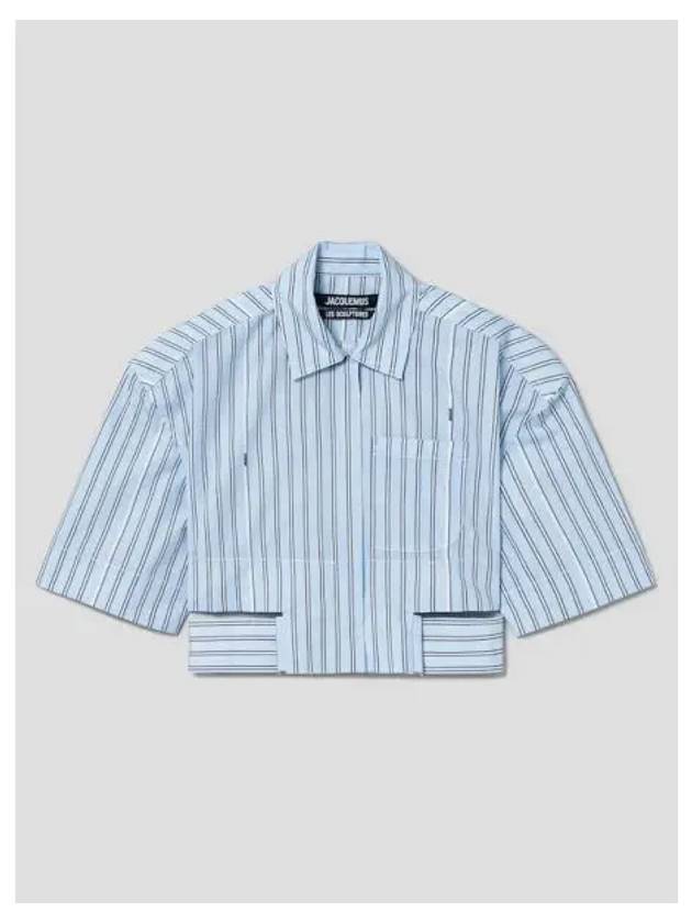 Jacquemus Women s La Chemise Corte Bari Print Blue Stripe Striped Domestic Product - JACQUEMUS - BALAAN 1