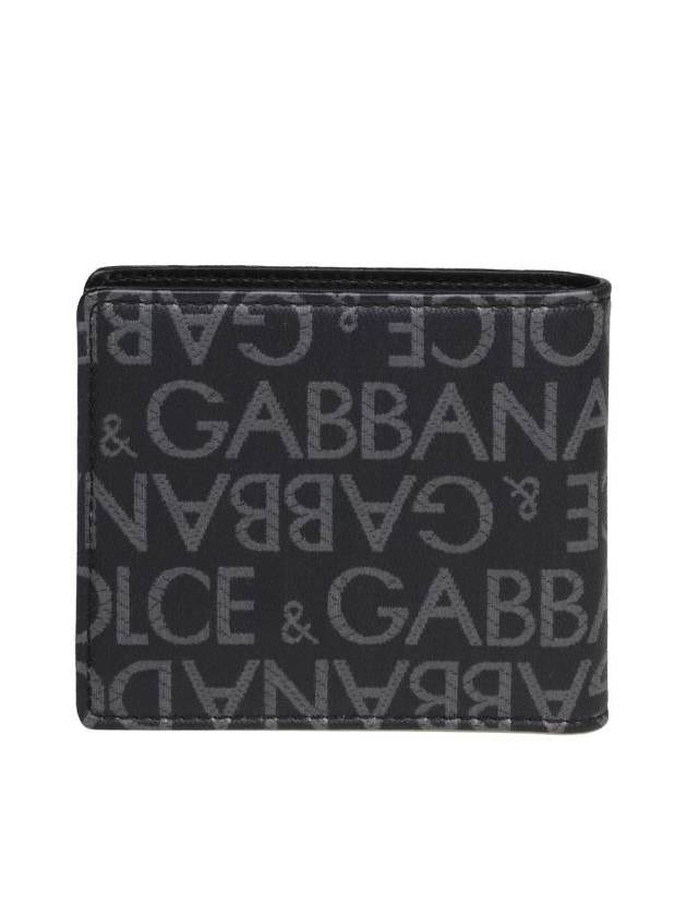 Logo Jacquard Fabric Half Wallet Grey - DOLCE&GABBANA - BALAAN 3