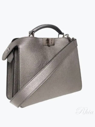 Peekaboo ISeeU Mini Leather Tote Bag Grey - FENDI - BALAAN 2