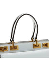 Small Rockstud Calfskin Alcove Tote Bag White - VALENTINO - BALAAN 9