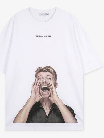 Men s David Bowie Scream White Short Sleeve T Shirt NUS19280 001 - IH NOM UH NIT - BALAAN 1