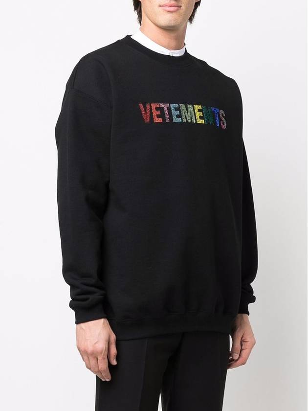 Crystal Logo Crew Neck Sweatshirt Black - VETEMENTS - BALAAN 6