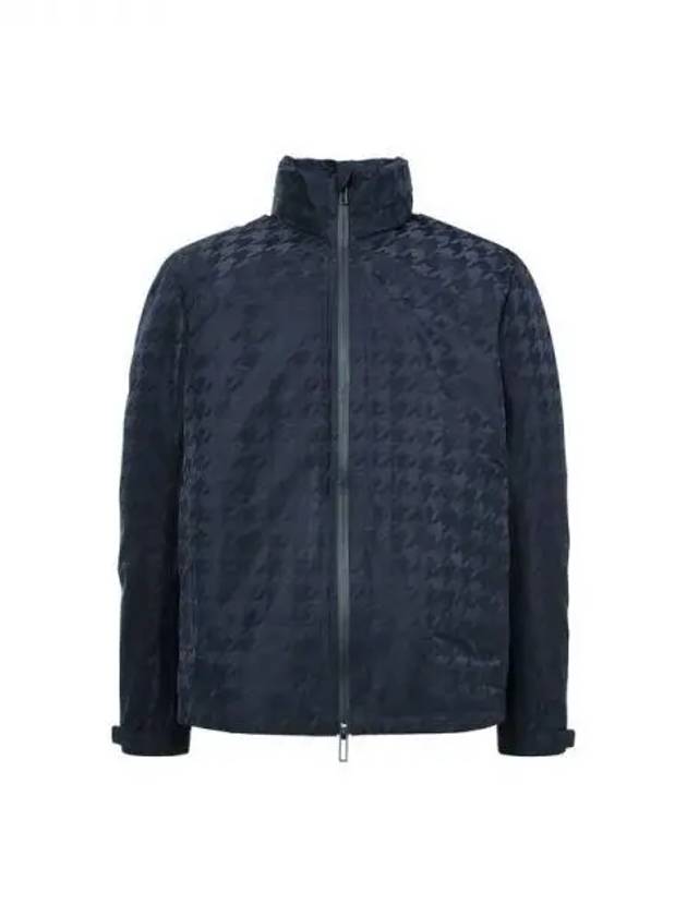 Men s houndstooth hooded zip up jacket navy 271905 - EMPORIO ARMANI - BALAAN 1