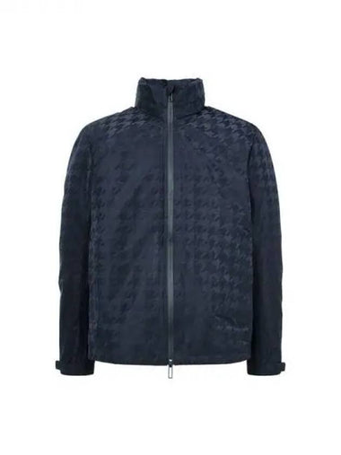 Men s houndstooth hooded zip up jacket navy 271905 - EMPORIO ARMANI - BALAAN 1