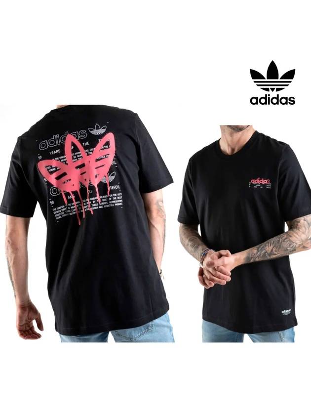 Trefoil Graffiti Back Logo Short Sleeve T-Shirt Black - ADIDAS - BALAAN 2