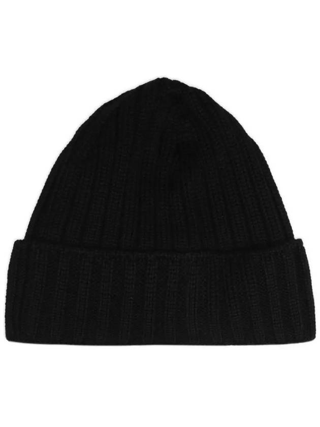 Lens Wappen Ribbed Wool Beanie Black - CP COMPANY - BALAAN 4