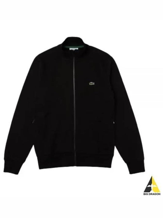 Regular Fit Brushed Fleece Zip-up Jacket Black - LACOSTE - BALAAN 2