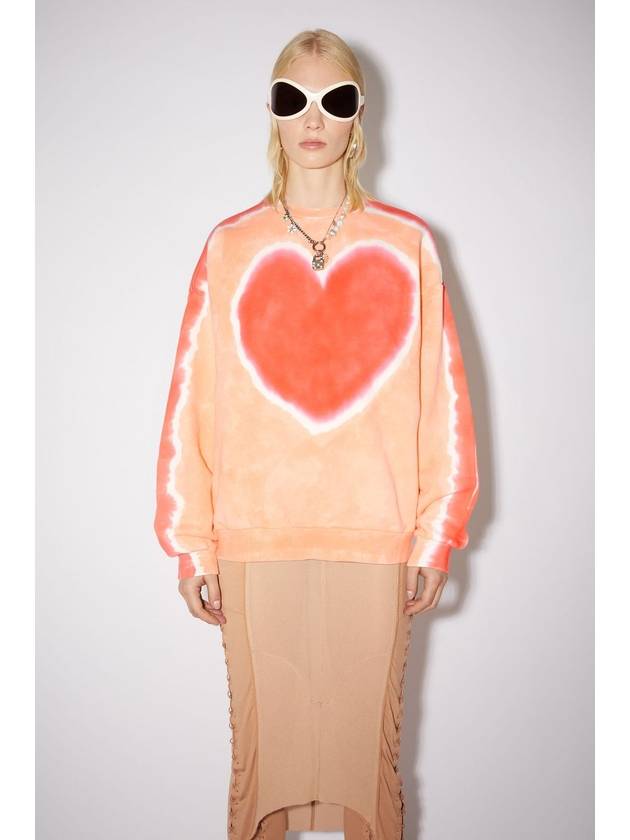 Heart Print Tie Dye Sweatshirt Orange - ACNE STUDIOS - BALAAN 3