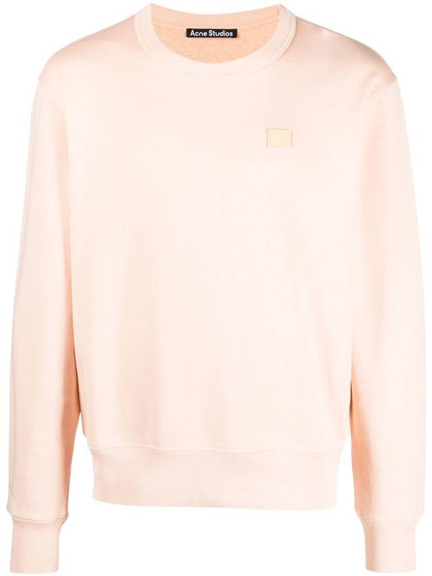 Face Logo Patch Cotton Sweatshirt Powder Pink - ACNE STUDIOS - BALAAN 2