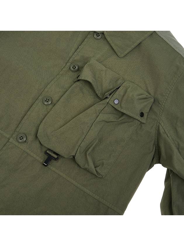 Men's Lens Wappen Tyrone Overfit Long Sleeve Shirt Jacket Khaki - CP COMPANY - BALAAN 8