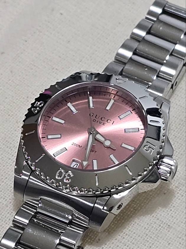 Dive Medium Pink Dial Stainless Steel Women s Watch - GUCCI - BALAAN 6