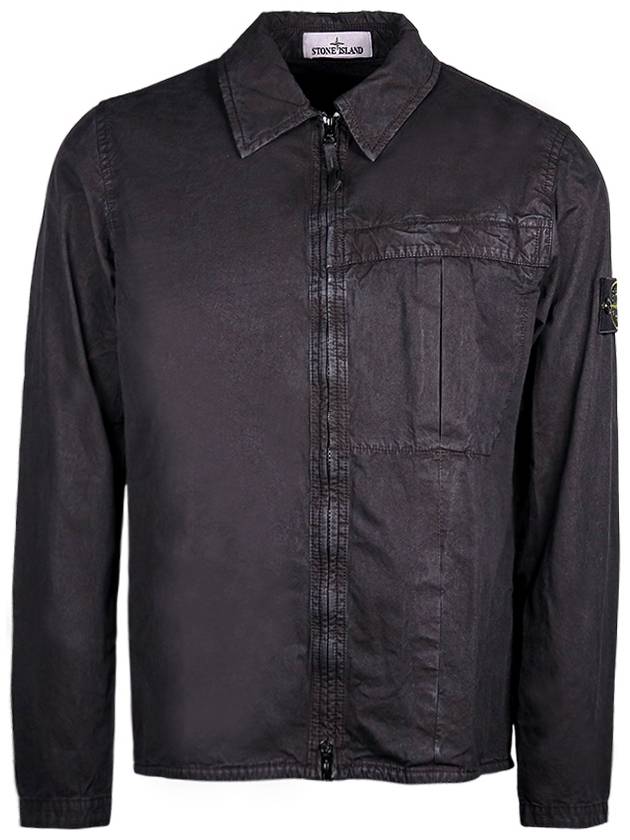 Organic Cotton Shirt Zip Up Jacket Black - STONE ISLAND - BALAAN 2