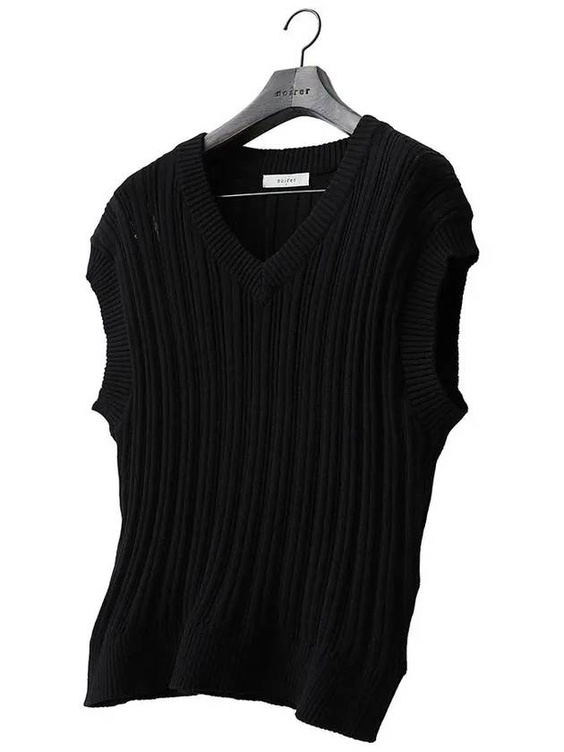 Cotton Stripe Damage Vest Black - NOIRER - BALAAN 5