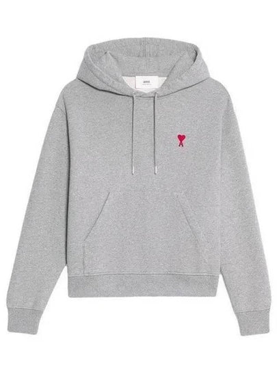 Heart Small Logo Hoodie Grey - AMI - BALAAN 2