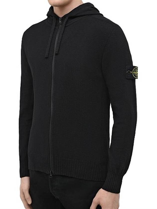 Wappen Patch Cotton Knit Zip Up Hoodie Black - STONE ISLAND - BALAAN 3