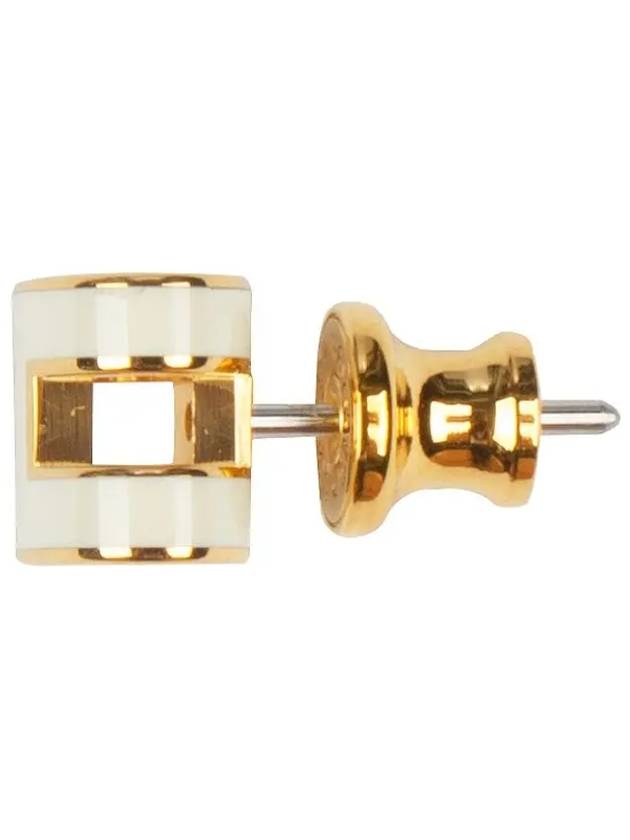 Mini Pop H Earrings Gold Gold Blanc - HERMES - BALAAN 7