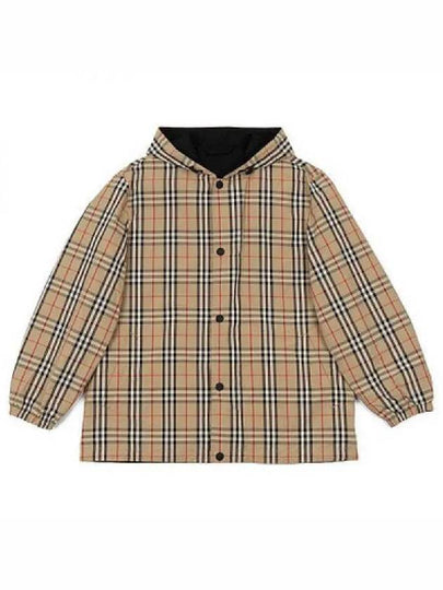 Reversible Check Nylon Hooded Jacket Black Beige - BURBERRY - BALAAN 2