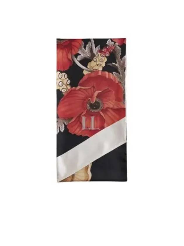 Poppies Print Silk Scarf Black - SALVATORE FERRAGAMO - BALAAN 2