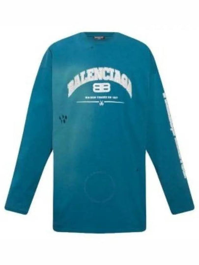 side logo long sleeve t-shirt blue - BALENCIAGA - BALAAN 2