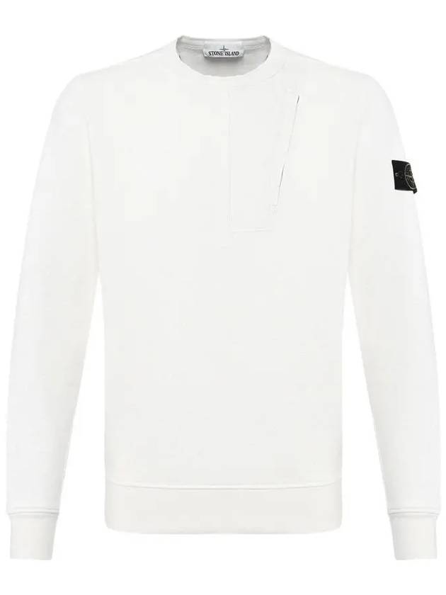 Men's Zipper Pocket Wappen Sweatshirt White - STONE ISLAND - BALAAN 3