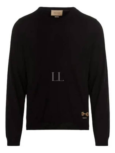 Horsebit Intarsia Wool Knit Top  Black - GUCCI - BALAAN 2