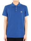 Logo Patch Polo Shirt Blue - MONCLER - BALAAN 2