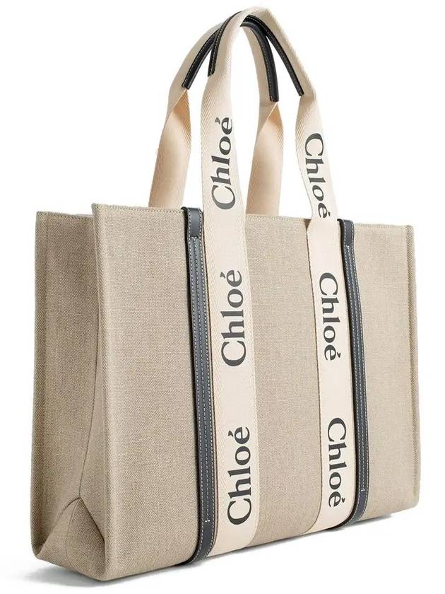 Woody Large Tote Bag Black Beige - CHLOE - BALAAN 4