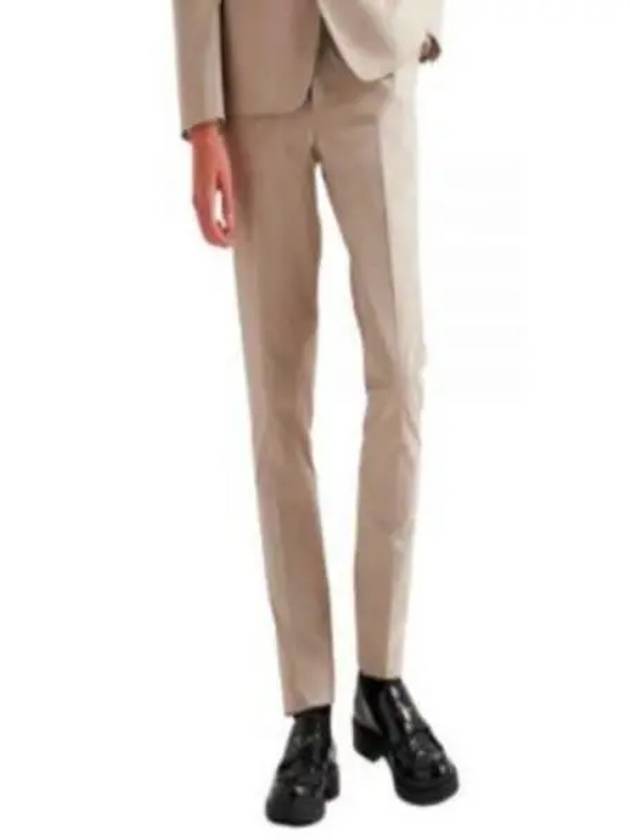 Waistband Cotton Blend Straight Pants Beige - PRADA - BALAAN 2