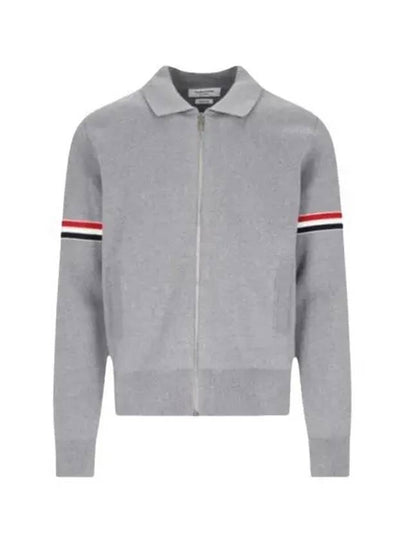 RWB Arm Banding Milano Stitch Collar Zip-up Jacket Grey - THOM BROWNE - BALAAN 2