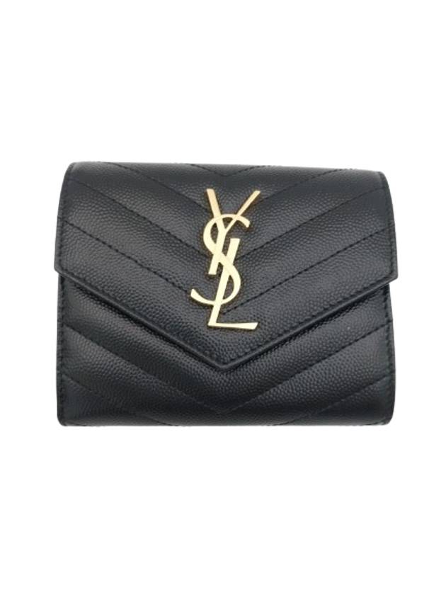 Matelasse Monogram Quilting Flap Half Wallet Black - SAINT LAURENT - BALAAN 3