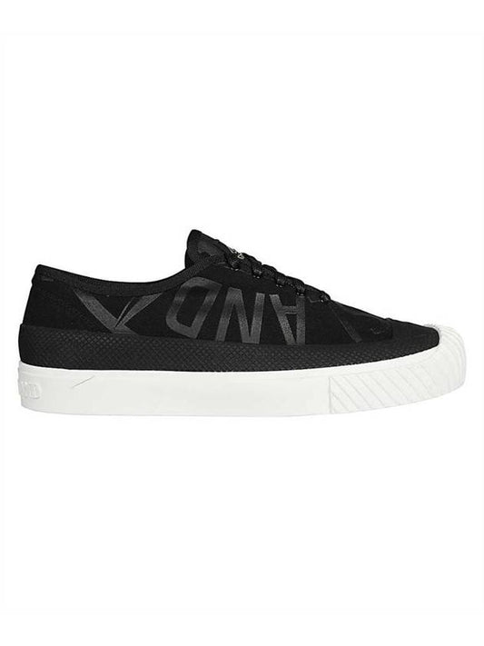 Logo Canvas Deck Low Top Sneakers Black - STONE ISLAND - BALAAN 1