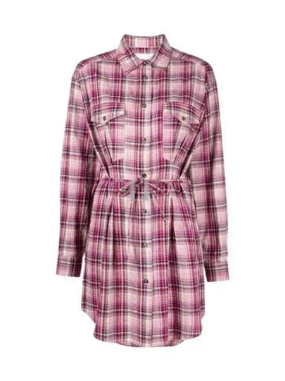 Liliane Check Midi Shirt Dress Pink - ISABEL MARANT - BALAAN 2