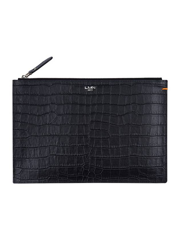 Crocodile Embo Clutch Bag Black - LMN3011 - BALAAN 1