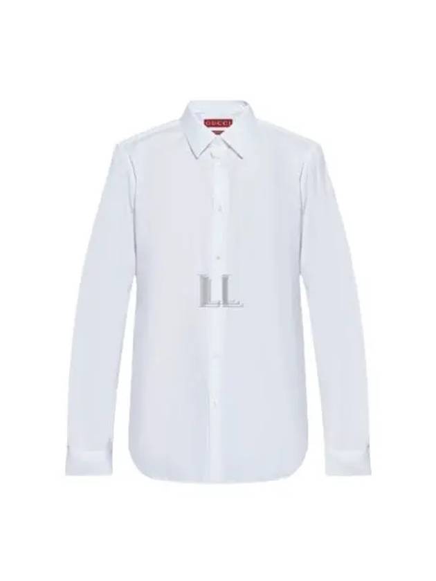 Stretch Cotton Poplin Long Sleeve Shirt White - GUCCI - BALAAN 2