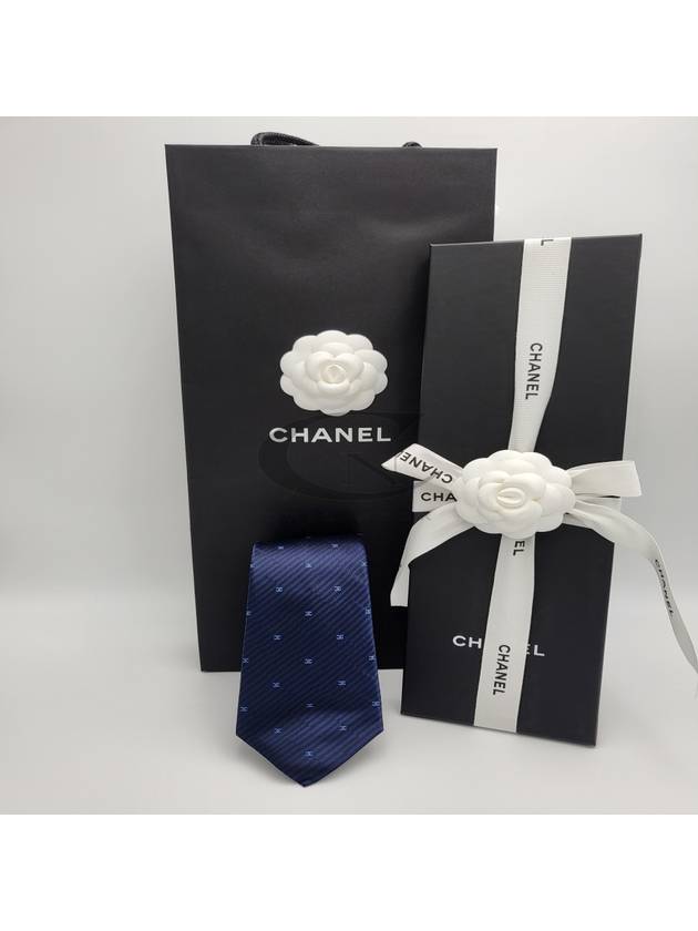 Men s tie silk CC logo navy AAA053 - CHANEL - BALAAN 2