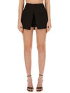 Gabardine Wrap Effect Mini A-Line Skirt Brown - MSGM - BALAAN 1